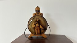Large 30cm Wooden Flask with Original 1980s Label