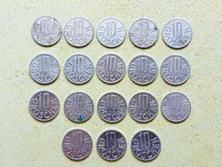 Ausztria 18 db Különböző Érme 10 Groschen 1955-1995