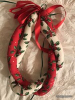 KARÁCSONYI  KOSZORÚ - ÚJ - 25 x 18 cm -  TEXTIL - KÉZIMUNKA  - PAMUT - HIBÁTLAN
