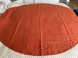 Kerek lenvászon abrosz terrakotta színben, 170 cm átmérő
