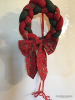 KARÁCSONYI KOSZORÚ - ÚJ - KÉZIMUNKA - TEXTIL - PAMUT -  18 cm - HIBÁTLAN