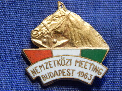 Nemzetközi Meeting Budapest 1963 - zománcozott jelvény (Ló, lótenyésztés, telivér, Imperiál)
