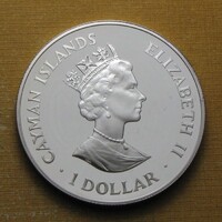 Kajmán-szigetek 1994 1 Dollar PP - II. Erzsébet Királyi Vizit UNC ezüstérem