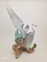 Lladro Nao porcelain birds herons 27cm, one heron beak broken