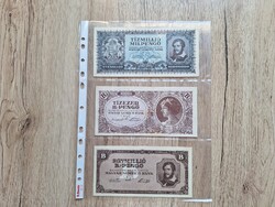3 db hajtatlan pengő! 10 millió mill p/ 10 ezer B-p / 1 millió B pengő