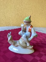 DRASCHE kézi festésű csigán ülő porcelán figura 13 cm.
