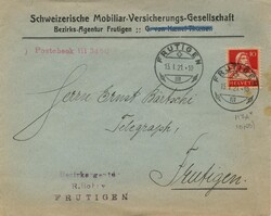 CH 107 - Antik svájci levél 1921-ből (Frutigen, Helvetia bélyeggel és szép pecséttel)