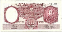 10 peso pesos 1954-63 San Martin portré Argentina 2. Különböző aláírások