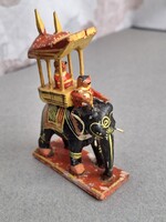 Vintage, kézzel festett, fa elefánt figura,  9 x 6 x 2,5 cm.