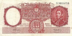 10 peso pesos 1954-63 San Martin portré Argentina 1. Különböző aláírások