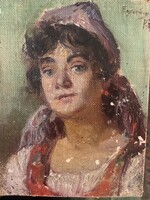 EGERVÁRY POTEMKIN Ágost  /18581930/Kendős portré -jelzett-keret nélkül-