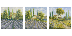 Toszkán tájkép hármas sorozat 2 - eredeti olajfestmények, feszített vászon (20x20 cm)