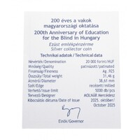 Hungary, 3000/20000 forint 2025 - 200 years of education for the blind in Hungary - Certification