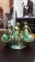 Old Zsolnay Glazed Three Graces Porcelain Figurine (Pre-1945) converted into a reading lamp