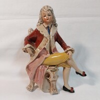 Old German Dresden baroque porcelain figure (sitting nobleman) – 15.5 cm