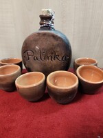 Ceramic pálinka set. Unknown ceramicist. Perfect condition. Display quality. 15 cm tall Jókai
