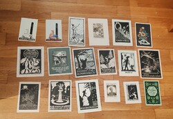Radványi-Román Károly (1900–1957) – 18 db kisgrafika, fametszetek, linómetszetek, újévi grafikák