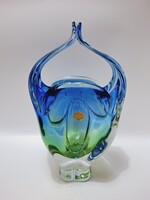 Josef Hospodka, Sklo Union üveg kosár. Bohemia glass., matricás, 26,5 cm