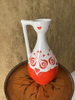 ZSOLNAY PORCELÁN KANCSÓ, MAGYAROS VIRÁG MOTÍVUMMAL
