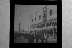 Antik üvegpozitív fotó – Velence, Dózse-palota és Szent Márk-oszlop  1900 körül BÖ2