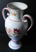 Hollóházi kézzel festett amfóra váza - Dália mintás (28 cm, 1980 körül)