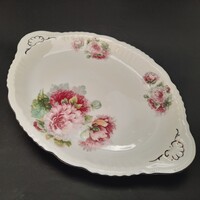 Victoria Austria bazsarózsa mintás porcelán kínálótál, pecsenyéstál, 36,7 x 25,3 cm