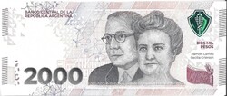 2000 peso pesos 2023 Argentina UNC Biztonsági szál nélkül