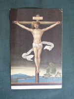 Képeslap,vallás,Albrecht Dürer grafikai,művészet,Jézus,Krisztus a kereszten,1908-