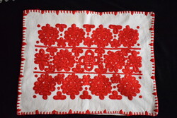Hímzett vászon erdélyi írásos kézimunka párna huzat díszpárna minta  57x45 cm kalotaszegi