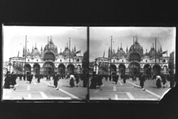 Antik Sztereó üvegnegatív Velence, Szent Márk-bazilika és Szent Márk tér 1900 eleje BÖ12
