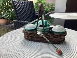 Gmundner Spice Jar in Woven Basket with Spoon