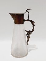Antik üveg karaffa, kancsó, kiöntő, 17 cm