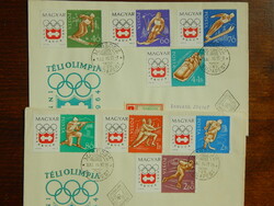 FDC pár: 1963. Téli olimpia (II.) - Innsbruck bélyegsor 2 borítékon - ajánlott ragjeggyel