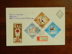 FDC szett: 1964. Nyári olimpiai játékok (IV.), Tokió - 4 borítékon teljes sor, ajánlott ragjeggyel