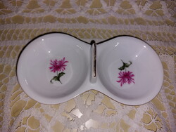 Alföldi régi szegfű mintás porcelán fűszertartó, só-bors kínáló, arany széllel