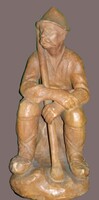 G. Fekete Géza (1906. – 1976) alkotása:Ücsörgő gulyás szobor terrakotta 32 x 22 cm