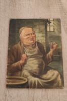 Eduard von Grützner ? (1846-1925) jelzésével – Borozó szerzetes, életkép – olaj, vászon, kartonon”