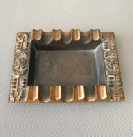 Retro brutalista réz iparművészeti hamutartó / hamutál (12,5x9 cm)