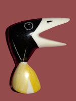 Ritka Zumpfe Klára által tervezett HOLLOHÁZI Art Deco porcelán figura holló bust büszt 6 cm
