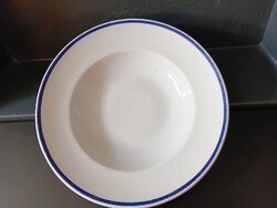 Retro Laurel Branch KP Porcelain Soup Plate with Blue Rim