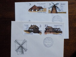 FDC pár 1989. Régi malmok bélyegsor  2db borítékon