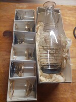 Parádi üveg likörös pohár készlet és korsó