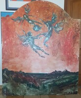 Győrfi András - Angyalok tánca 170 x 140 cm olaj, farost 1995