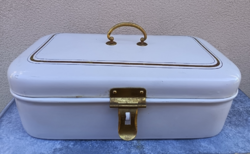Vintage zománcozott kenyértartó doboz.  "shabby chic" stílus. Alkudható.