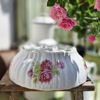 Antik Zsolnay porcelán rózsás pogácsástál TÁL