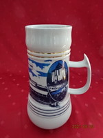 Hollóházi porcelán, sörös korsó, Nehézipari Műszaki Egyetem 1989 felirattal. Vanneki!