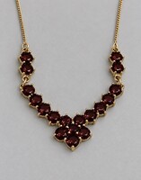 Elegáns vintage 8 kt sárga arany gránát nyaklánc – 4,9 g – facetált kövekkel