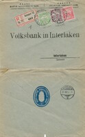M177 - Pesti MKB ajánlott levél Svájcba (1914) - Turul és Arató bélyegekkel