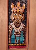 Festett, dombornyomott Szent István kép