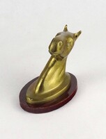 2B620 Réz ló fej szobor fa talapzaton falidísz 11 cm